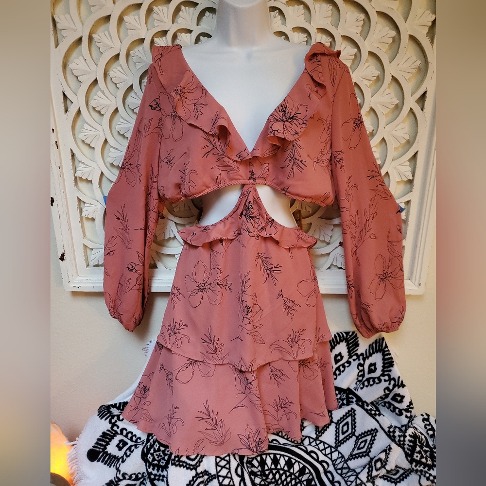 Open Edit Floral Dress Cut-out Details XXL NWT